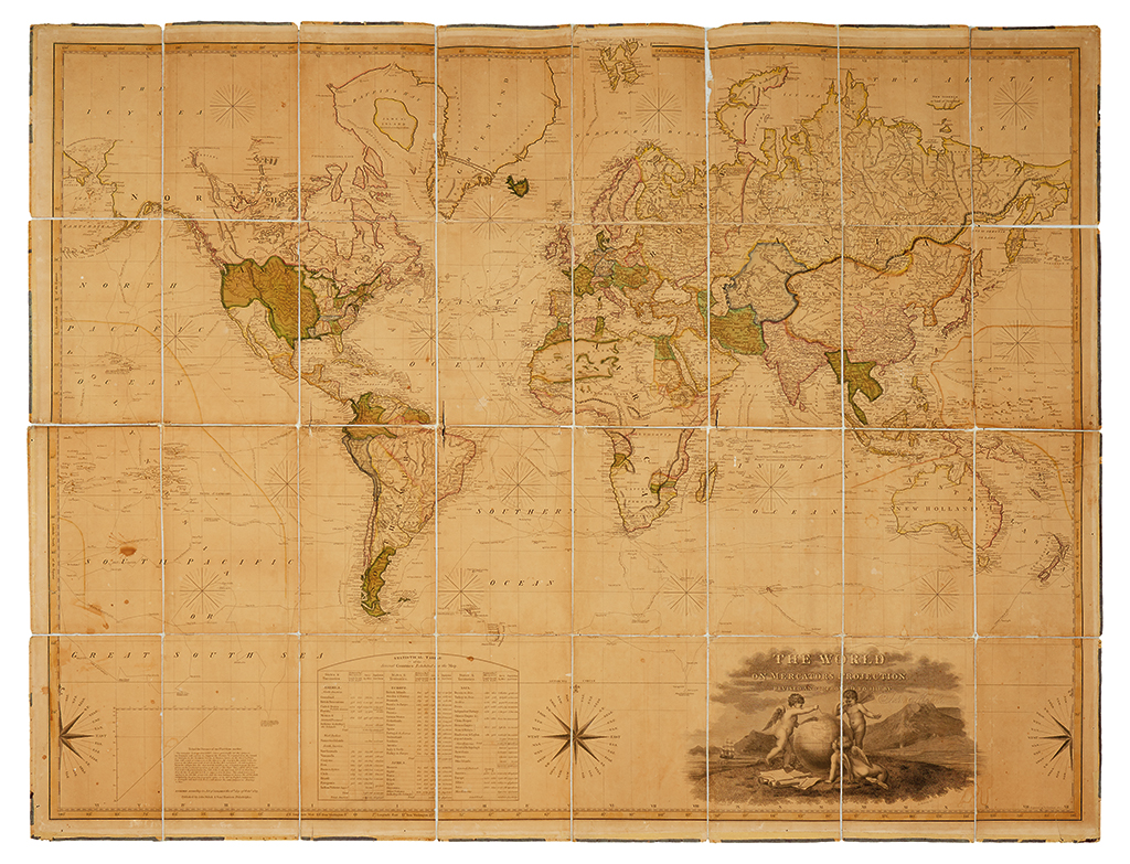 MELISH, JOHN. The World on Mercators Projection, Revised and Improved to 1818.